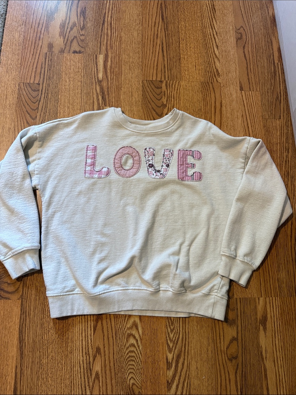 Love Appliqué Sweatshirt - White/Cream